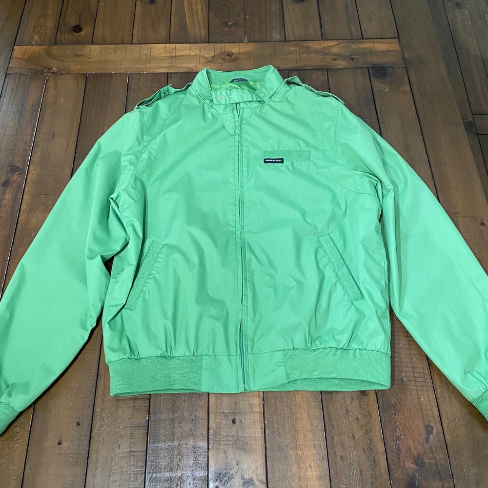 Vintage Members Only Jacket Mens Large Green Iconic Cafe Racer Bomber Coat 80s